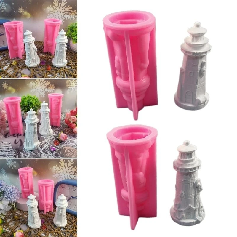 J0MC Lighthouse Sculpture Silicone Molds قوالب الجص لزخارف المنزل الحرفة