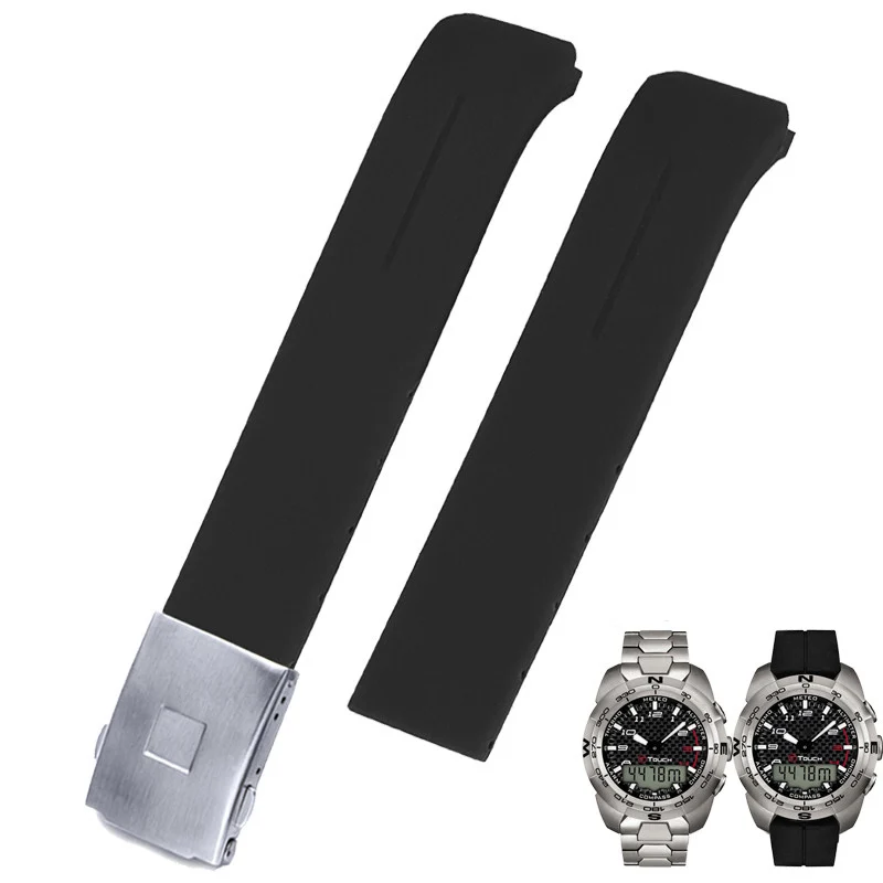 20mm 21mm watch strap For Tissot 1853 Tengzhi T-Touch original T013 Rubber watch band T047T081T33 Watch accessories