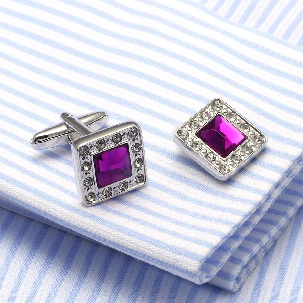 VAGULA Cuff Links Top Luxury Brand Square Button Crystal Gemelos Men Jewelry AAA Quality Cufflink 385