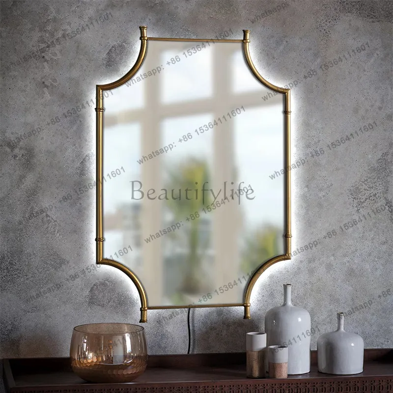 American living room background wall wall decoration mirror bathroom light luxury dressing