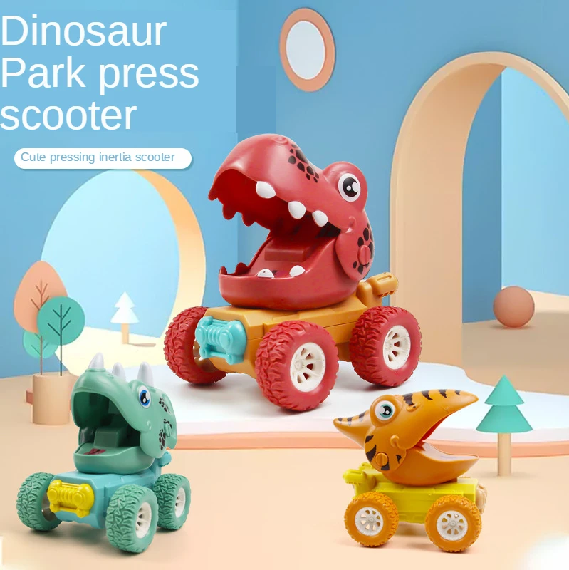 

Press The Dinosaur Slide Pull Back Toys Child Cartoons Inertia Tyrannosaurus Large Off-road Vehicle Competition Game Kids Gifts