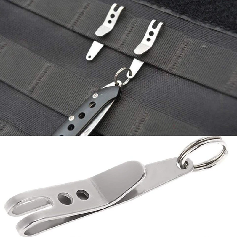 Mini Clip de bolsillo para exteriores, Clip de linterna, gancho de Montañismo pequeño, Clip de bolsillo de acero inoxidable, paquete de 4