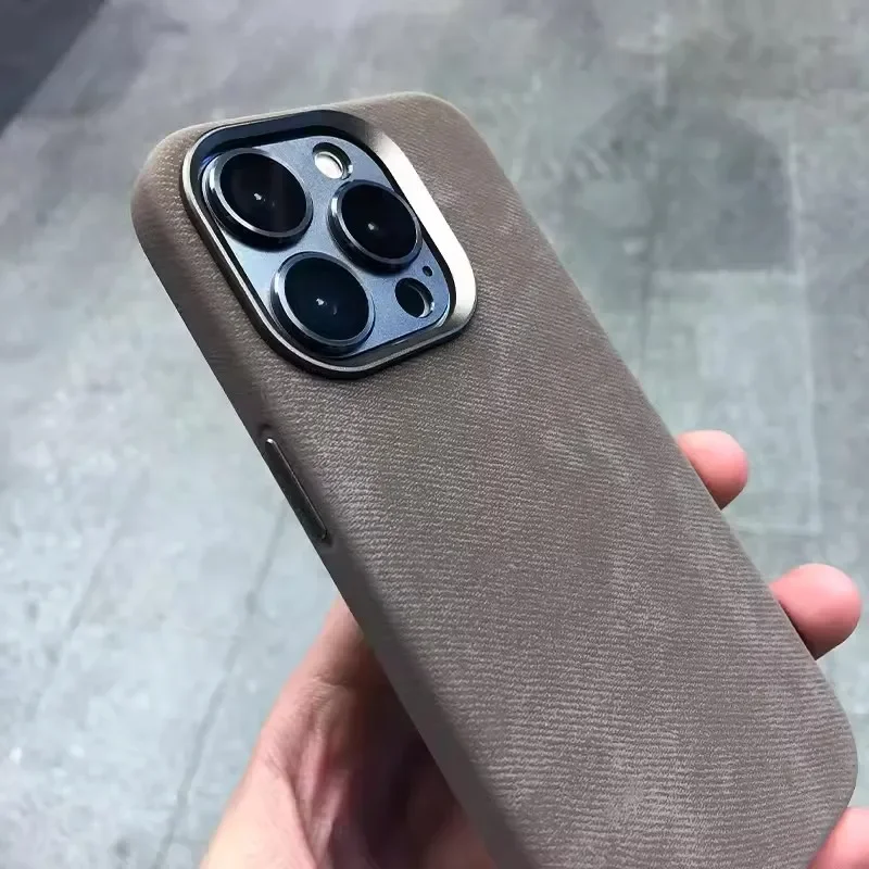 NONE Flanell für MagSafe Handyhülle für iPhone 16 Pro Max 15 15Pro 17 Matte Kabellose Ladehülle Mikrofaser-Schutzhülle 9