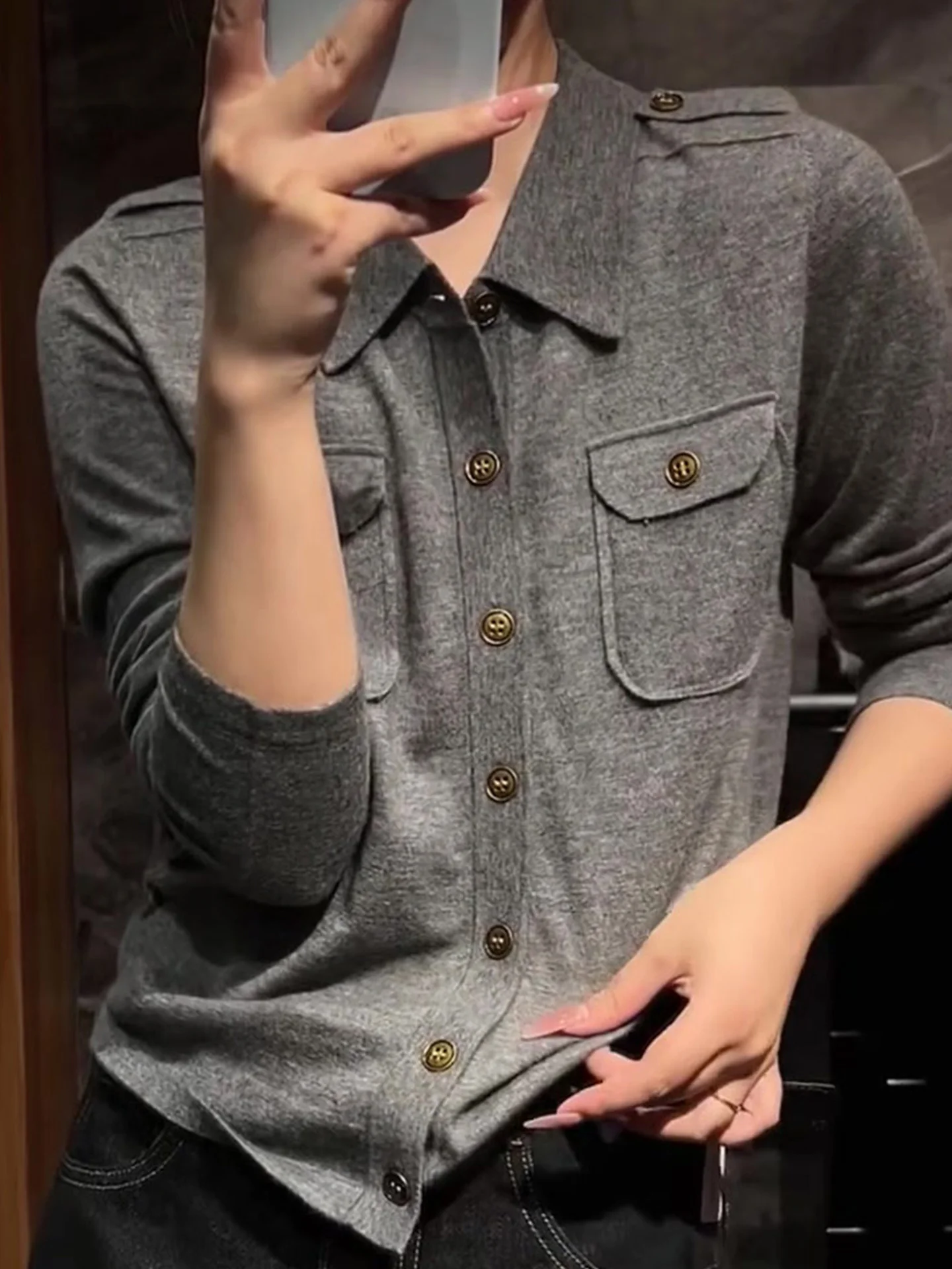 Ele Korean Sle Knitted Long Sve Base irt Sli Commute Faion Trendy Autumn 2025 High-End Feel Good Look