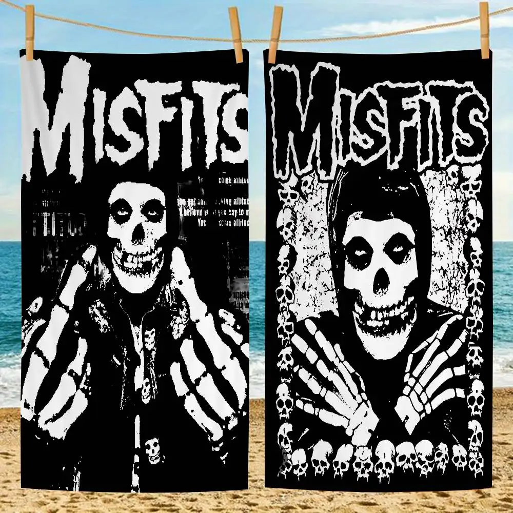 Punk Band The Misfits Microfiber Printed Beach Towel Mountain Climbing Yoga Beach Swimming Running Absorbent Soft Towel