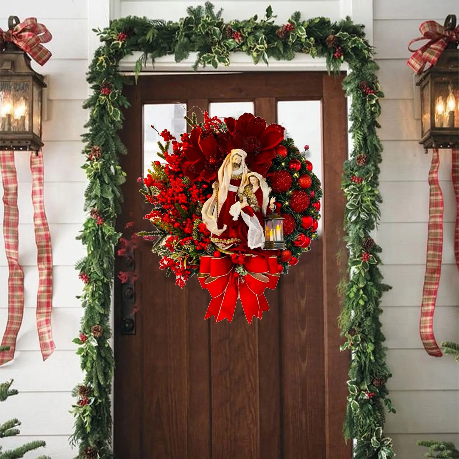 2024 Sacred Christmas Wreath Door Hanging Ornaments Image Of The Virgin-Mary Of  Christ Flat Version 2025 Christmas Decorations