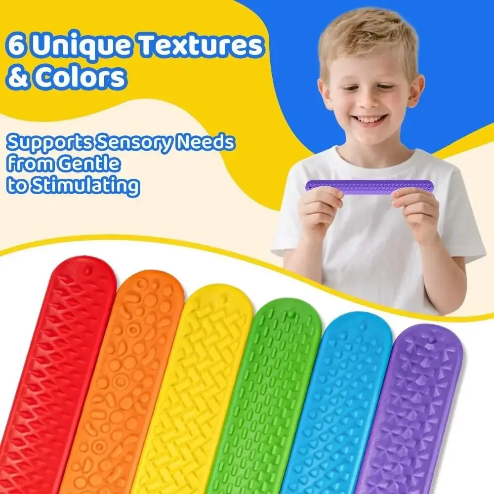6pcs Hands Clap Circle Silicone Slap Bracelets Wearable Design Patted Bracelets Sensory Textured Wristbands Surface Colorful