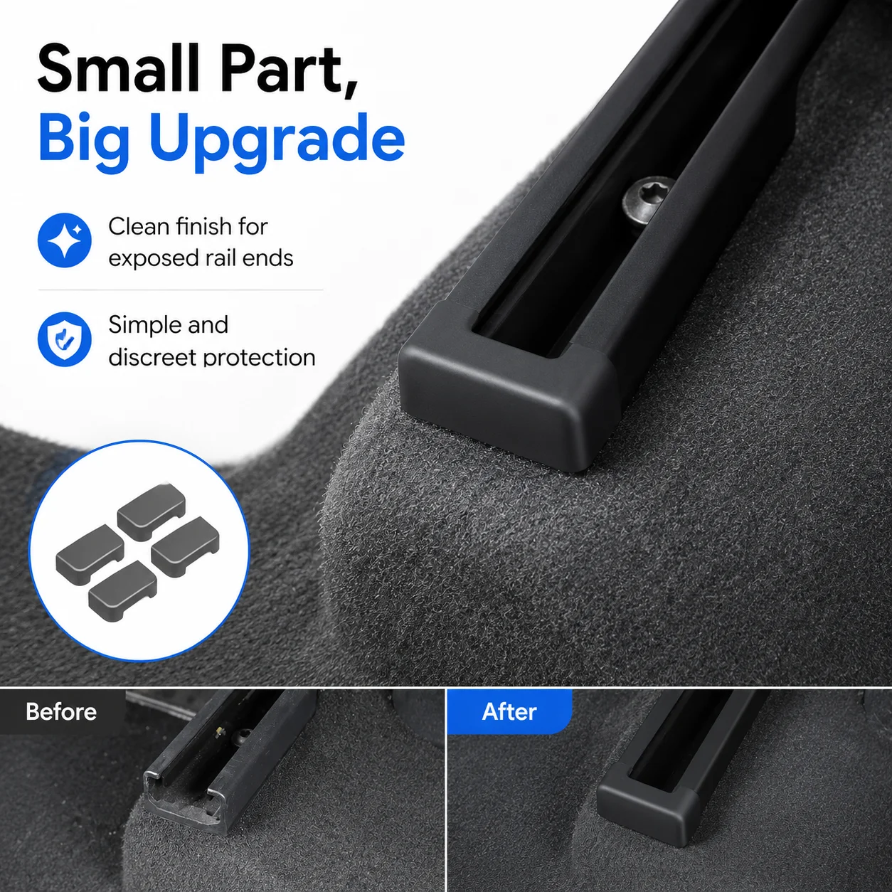 For Tesla Model 3 Y YL 4pcs Seat Rail End Cover Dustproof Easy Installation Seat Track Protector Anti‑Scratch Car Accessories