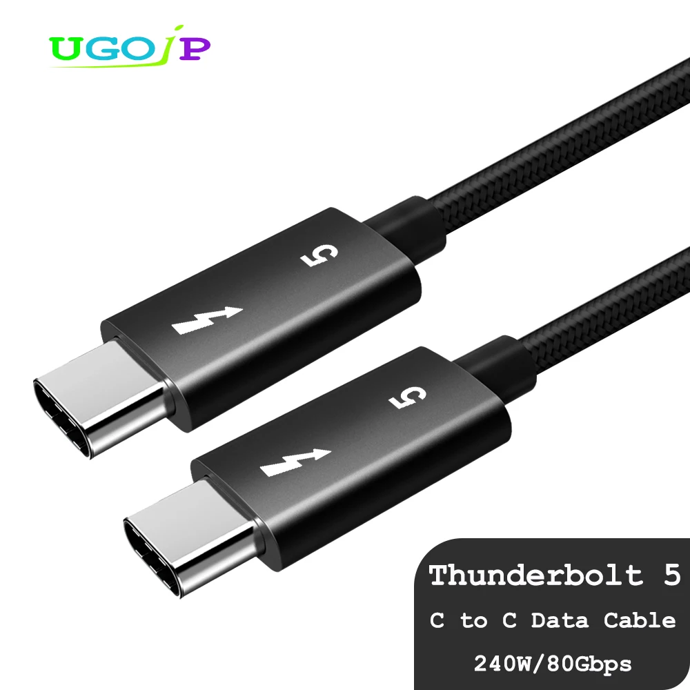 

UGOjP Thunderbolt 5 Cable Type C 80Gbps 16K USB4 Coaxial Data Cable USB C To C PD240W Fast Charge Cable for eGPU MacBook Laptop