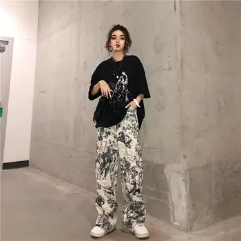 잉크 프린트 스트레이트 레그 캐주얼 팬츠, 모든 스포츠 와이드 레그 팬츠, 2024 홍콩 스타일, 중국 스타일, 용수철 여름 신상 Best5 잉크 프린트 스트레이트 레그 캐주얼 팬츠, 모든 스포츠 와이드 레그 팬츠, 2024 홍콩 스타일, 중국 스타일, 용수철 여름 신상 Best5