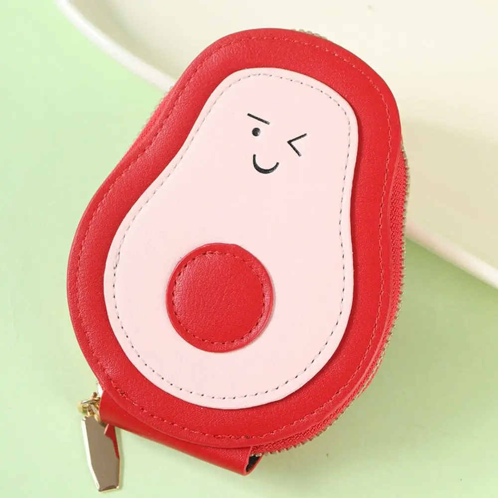 

High Quality PU Leather Mini Card Wallet 11 Card Pockets Large Capacity ID Card Holder Cartoon Avocado Coin Purse Men