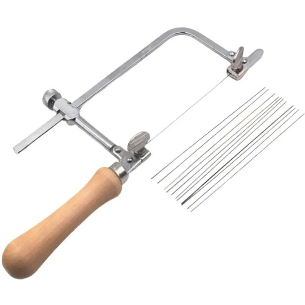 

Adjustable U-Shape Jeweler's Saw Frame with Wood Handle & 12 Blades Mini Hand Saw for Jewelry Wood Cutting and DIY Craft Making