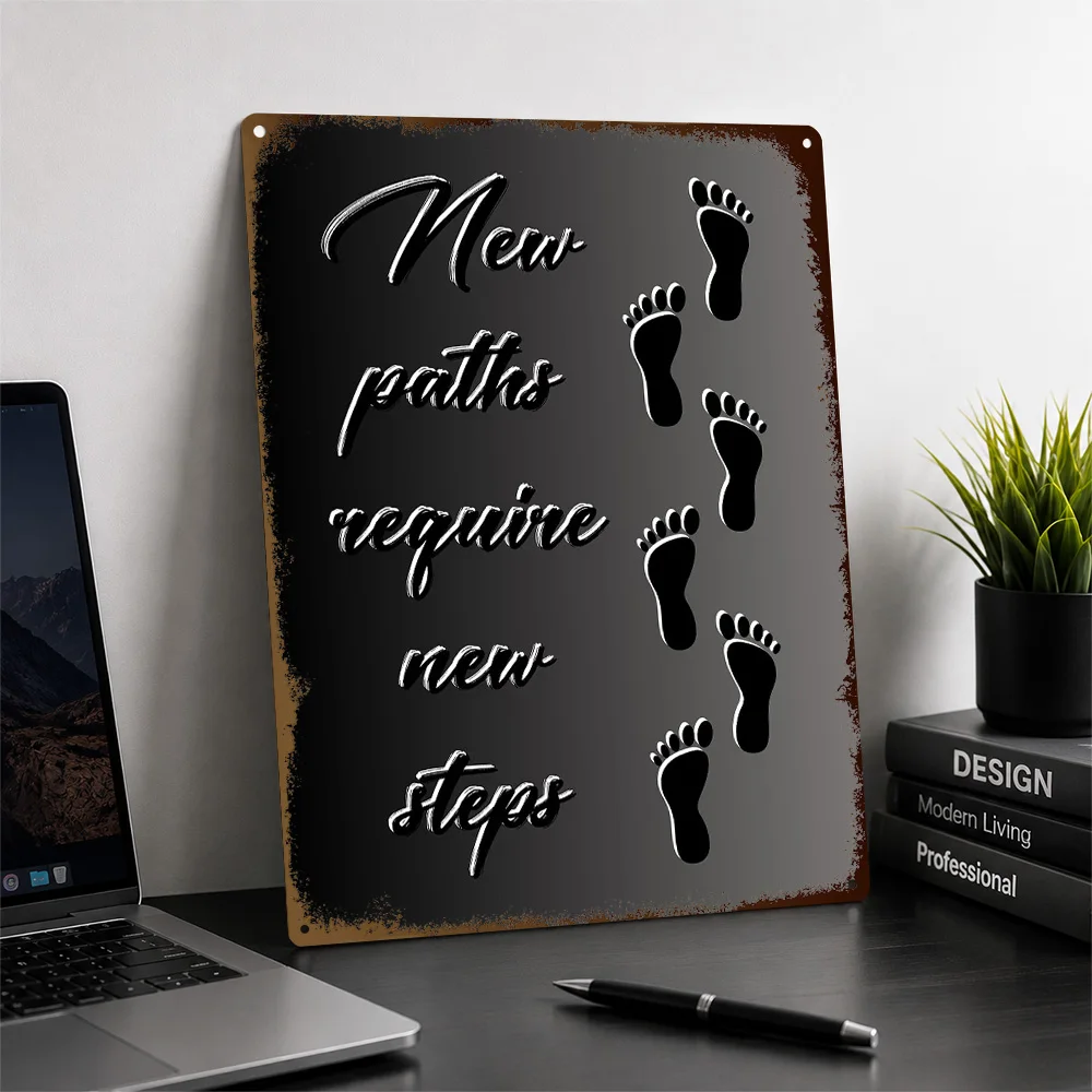 Fresh Paths Require Different Steps Textured Poster Personalized Metal Tin Sign Vivid Positive Reflection Wall Art For Readers