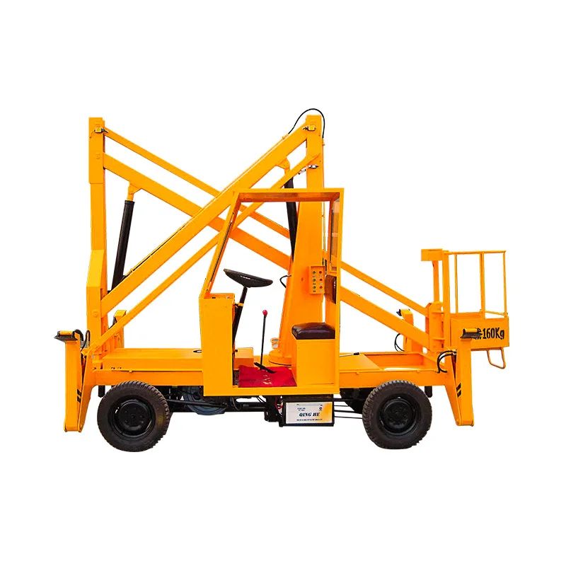 Mobile Articulated Lifting Platform Towable Cherry Picker Semi Automatic 10m Electric Portable Lifting Platform