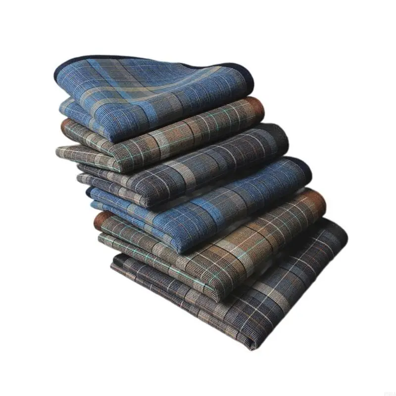 P88A Lightweight Handkerchief Lattice Pattern Hankie Washable Chest Towel Pocket Handkerchief for Adult Wedding Party