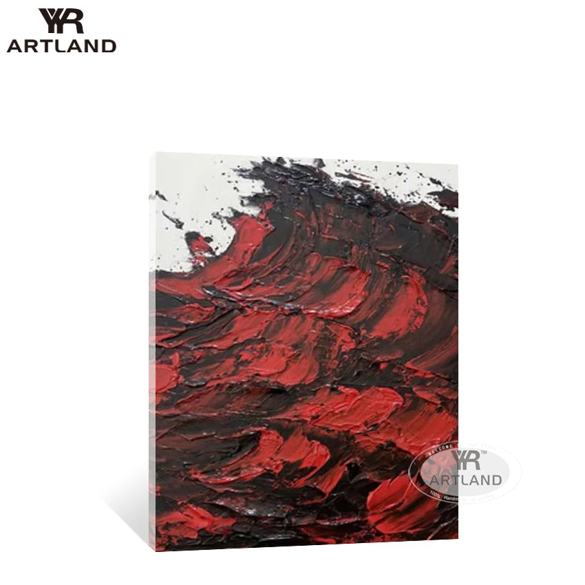 

Modern Abstract Texture Red Wall Painting For Dining Room Handmade Oil Painting On Canvas Art Poster Hang Picture Living Room