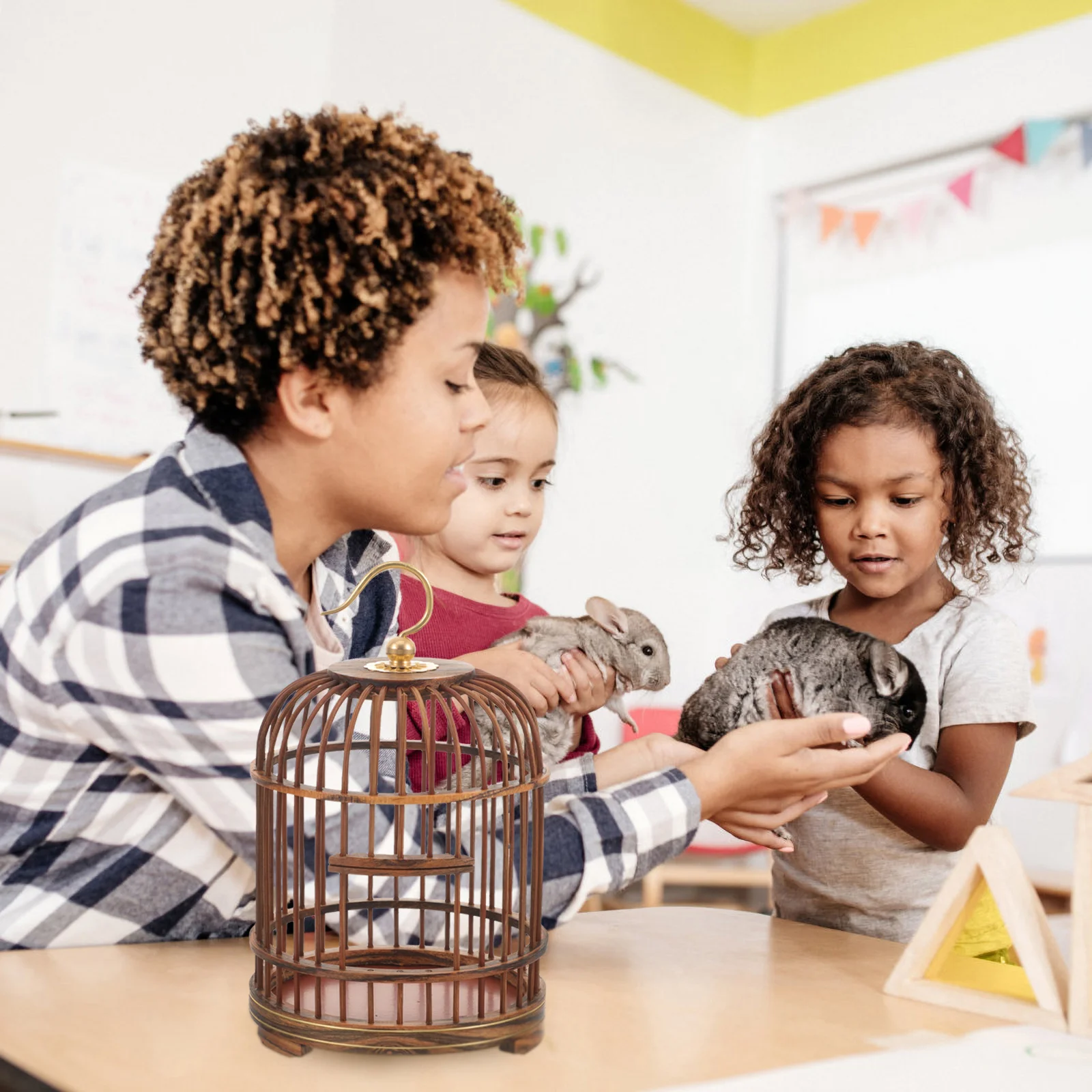 Wooden Pet Cage Birdcage For Animals Decorative Wooden Bird Nest Hanging Cage Garden Supplies Wood Cage Metal Stylish Gift Safe