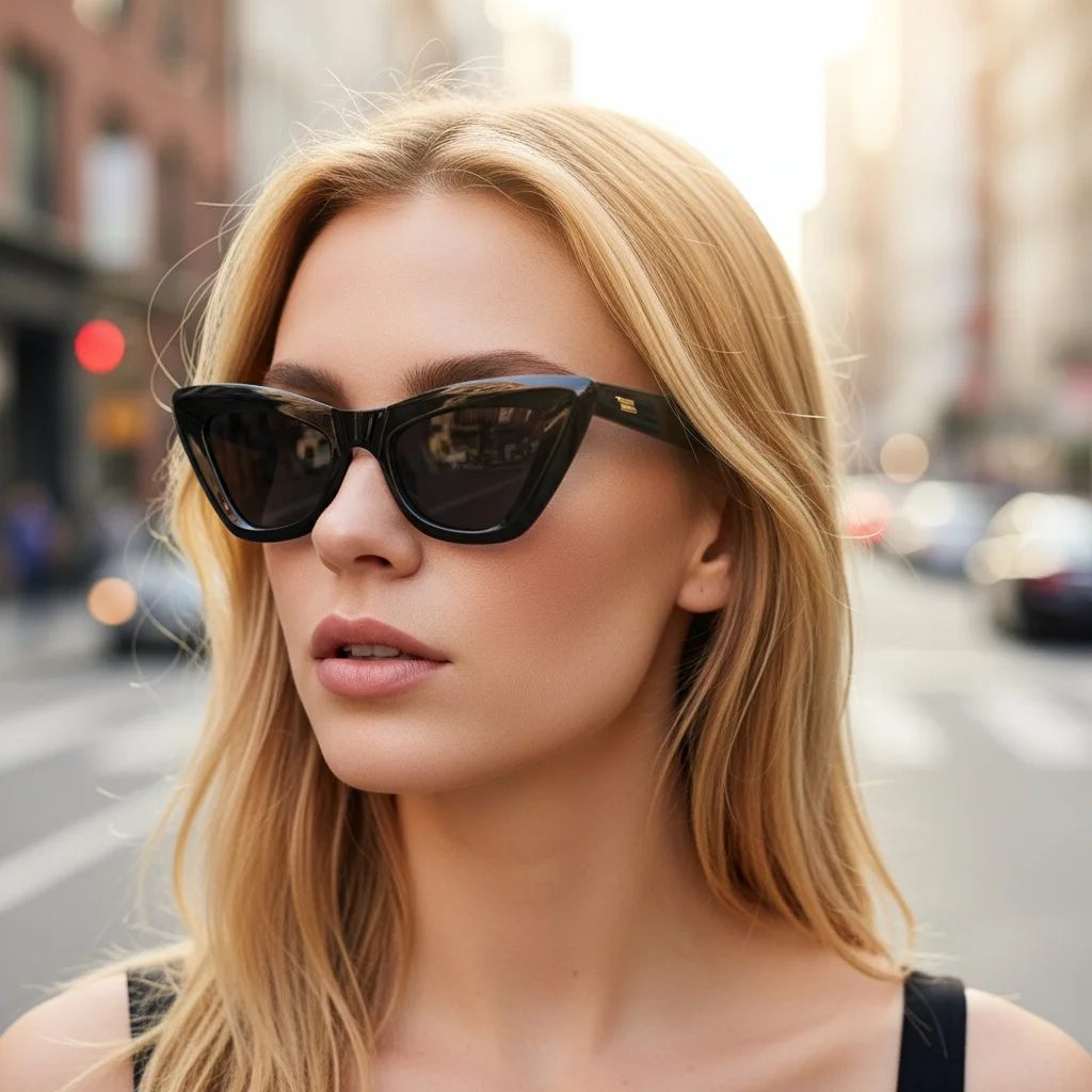 Neue Damen-Sonnenbrille mit Katzenohrenrahmen, prahlen Sie einen Vintage- und eleganten Stil. Die Katzenohr-Silhouette hilft, die Gesichtskonturen zu flachen 5262 – Detail 2