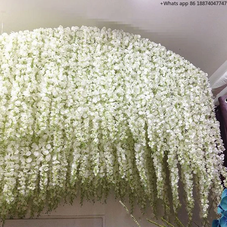 I293 Wisteria Violet Flower Strip Interior Decoration Artificial Silk Flower Wedding Ceiling Decoration Hanging