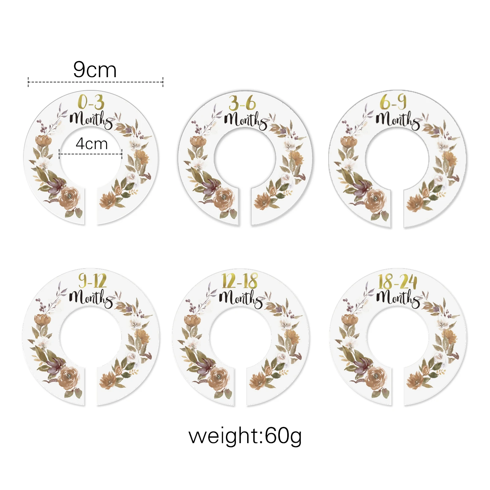 6PCS Nursery Clothes Organizer Round Acrylic Baby Closet Divider for Baby 0-24 Months Memory of growth