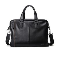 Men's Business Handbag 100% Genuine Leather Luxury Man Briefcase High Quality Cow Leather Laptop Bags Men Commuting Shoulder bag