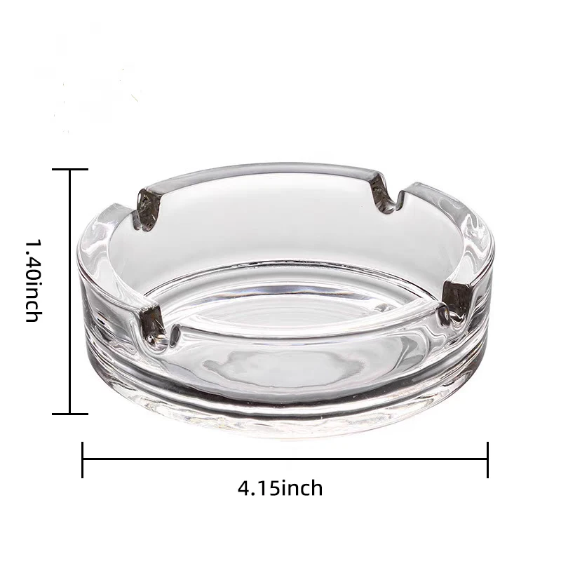 BOXI Small circular ashtray for home living room, stylish and simple transparent glass ashtray, hotel commercial mini ashtray