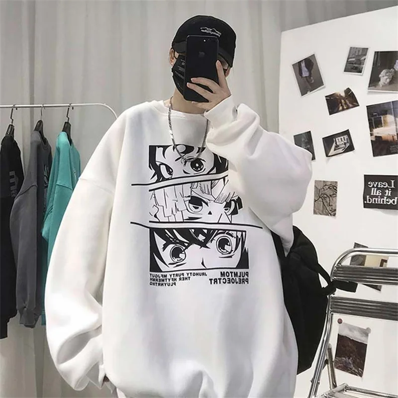 Autumn Men\'s Anime Harajuku Fashion Sweatshirt Casual Loose Long Sleeve Hoodie Male Clothing Couples streetwear Coats Tops