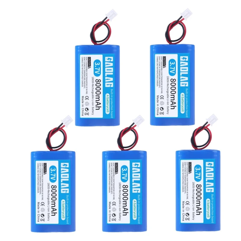 3.7 V 18650 8000 mah lithium Batterijen Oplaadbare batterij Voor Vissen LED Licht Bluetooth Speaker Outdoor Licht XH2.54-2P Plug