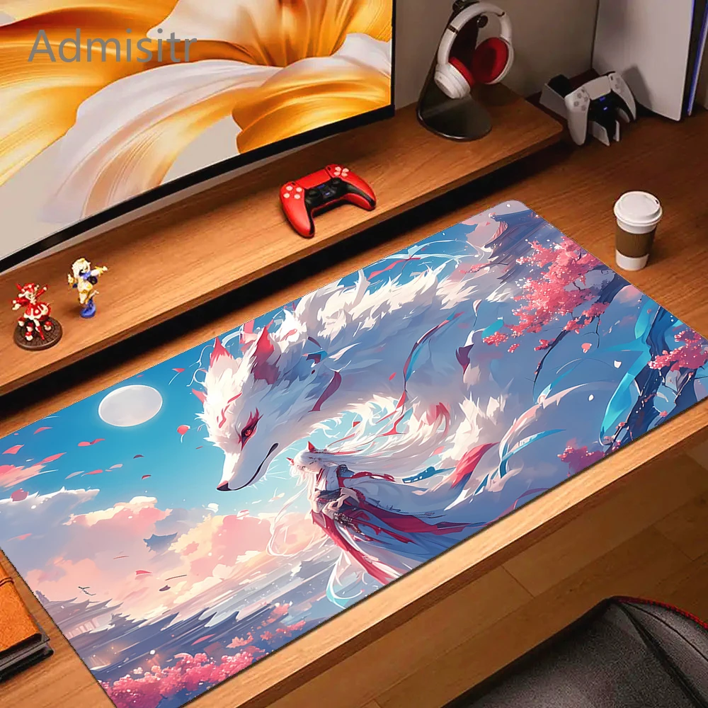 

Pink Fox Mouse Mat Kawaii Cute Mousepad Natural Rubber Gaming Table Pad Extra-large size Office Computer Mouse Desk Mats