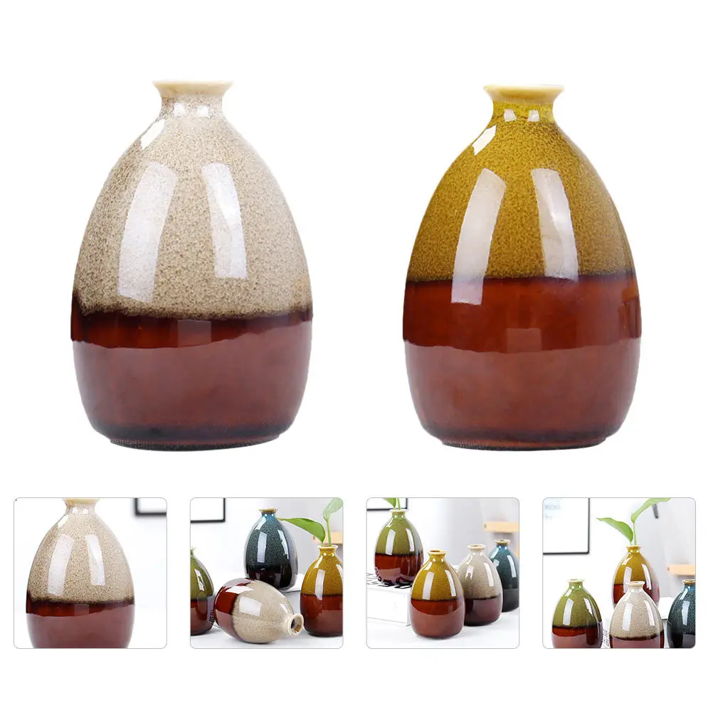 

2Pcs Small Vase Ceramic Miniature Flower Container for Home Decor Desktop Tabletop Vase Decorative Plant Holder for Tulips Roses