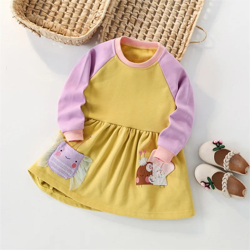 Jumping Meters 2-7 Sweatshirt Princess Girls Dresses Fairy Tale Cotton Long Sleeve Children's Clothes Party Fashion Kids Frocks