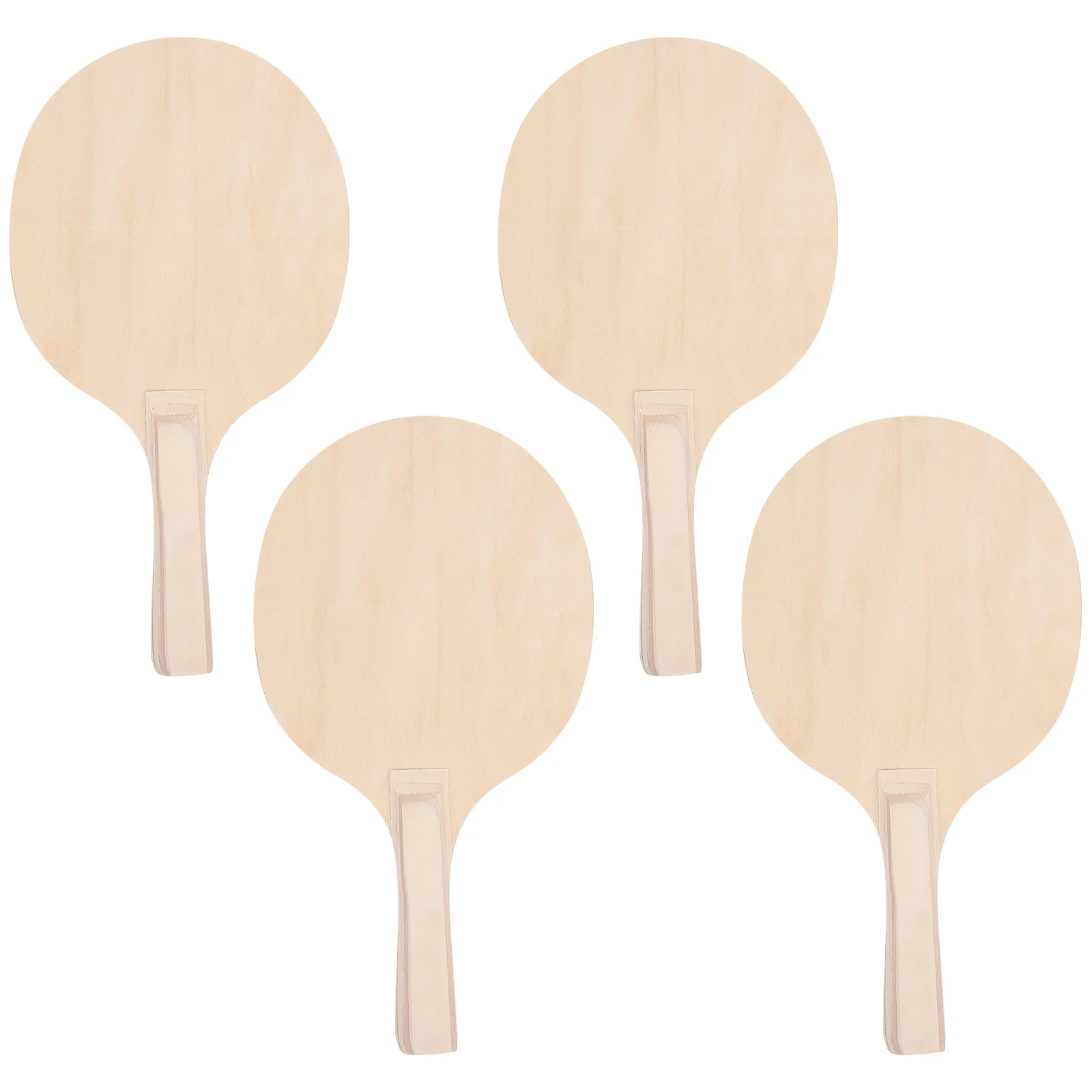 4 قطع من مجاديف الكرة الخشبية، بني فاتح، سطح كبير، خشب متين لجميع الأعمار، مضارب الشاطئ الخارجية، خفافيش تنس الطاولة