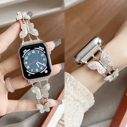 Diamond Metal Strap for Apple Watch 10 Band 46mm 42mm 45mm 41mm 44mm 40mm Women Bracelet Belt iWatch Series 9 8 7 Se 6 5 Ultra