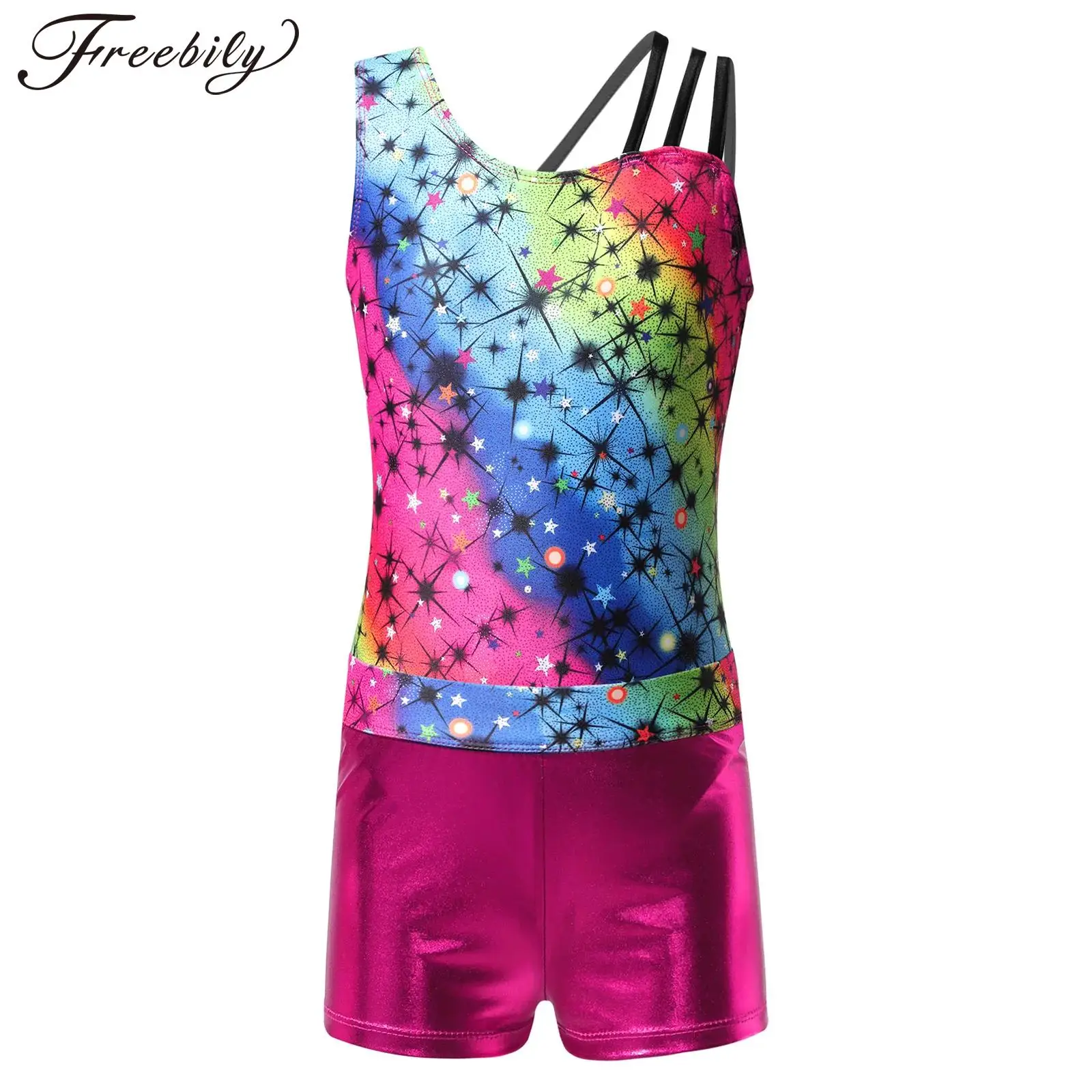 

Kids Girls Ballet Dance Outfits Dancewear Sleeveless Leopard Printed Gymnastics Leotard with Shorts Children Ballet Clothes Set