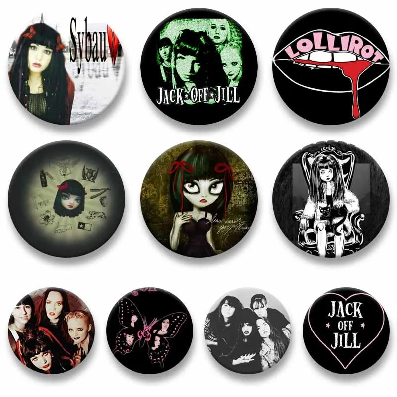 

Vintage Rock Band Jack Off Jill Lapel Pin Black Eight Button Badge Retro Music Brooch for Bag Clothes Hat Decor Collectible Gift
