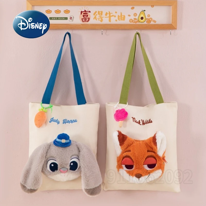 Disney Judy Nick New Women's Handbag Canvas Large Capacity Women's Shoulder Bag Multifunctional Cartoon Fashion Women's Bag