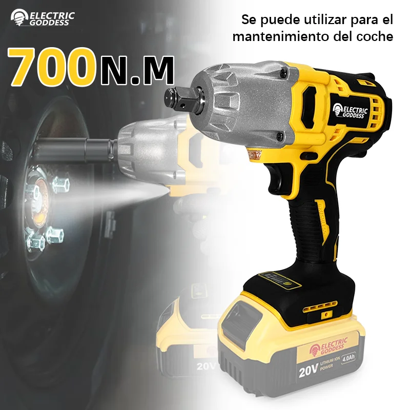 Chiave elettrica a batteria senza spazzole EG 700Nm Chiave dinamometrica Rimozione ruota auto Pistola a percussione Strumento di riparazione per batteria Dewalt 20V