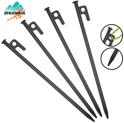 ZHUOHUA 4 Pcs Tent Stakes Heavy Duty 8/10/12/16 inch Steel Tent Nail Pegs for Camping Unbreakable and Inflexible