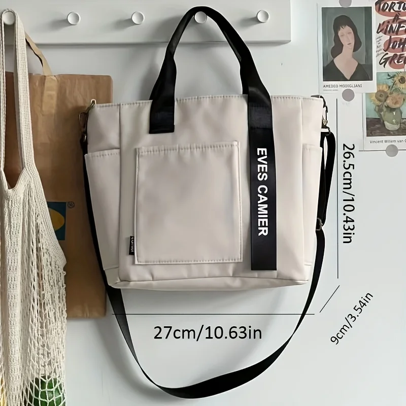 Canvas Tote Bag, Fashionable Single Handbag Shoulder Bag For women messenger Bag, Hand Carry Bag, Duffel Bag with Zipper Closure - view 6