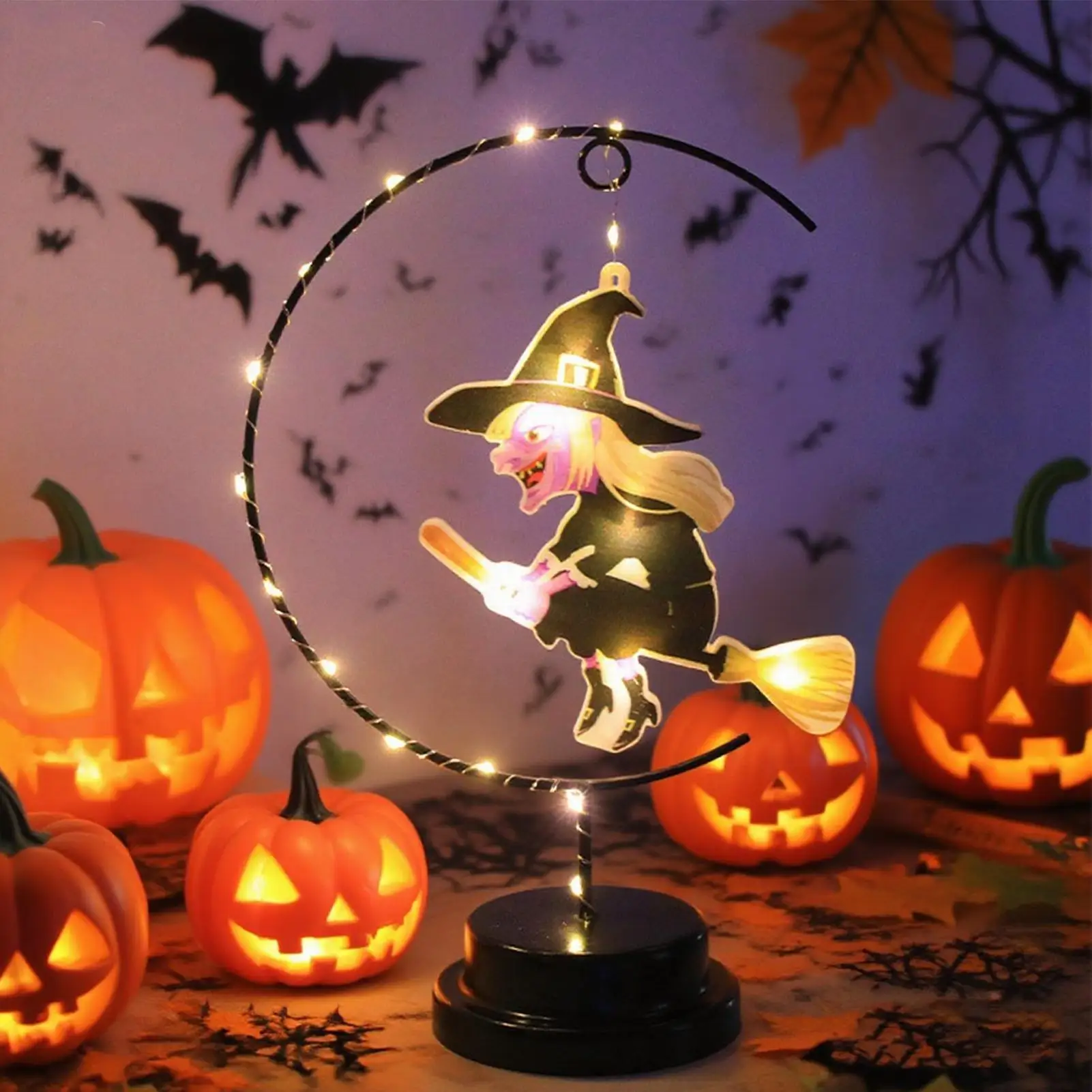 Witch Night Lights Creative Gothic Standing Home Decoration Halloween Witch Bedside Night Lights For Bedroom Home Dorm Offices