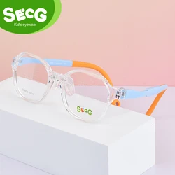 SECG Ultralight Flexible Soft Kids Frame Children Optical Spectacle Sports Glasses Silicone For Boys And Girls Students Myopia