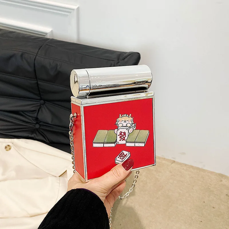 

Small niche design single shoulder crossbody bag for women, new cartoon acrylic mouth red envelope