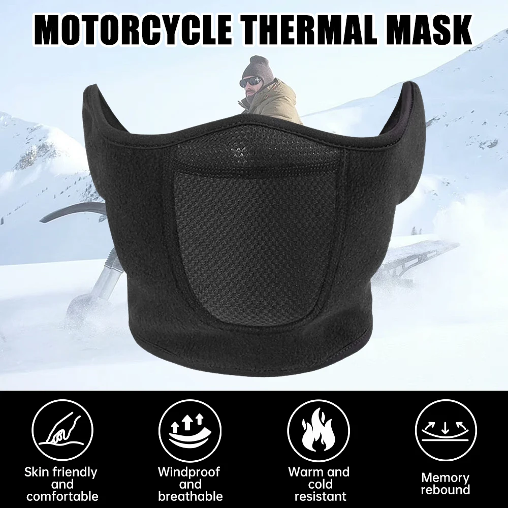 Motorcycle Cycling Mask Windproof Ear Motorcycle Bicycle Masks Cycling Face Cover Polar fleece Half Mask Ear Protection