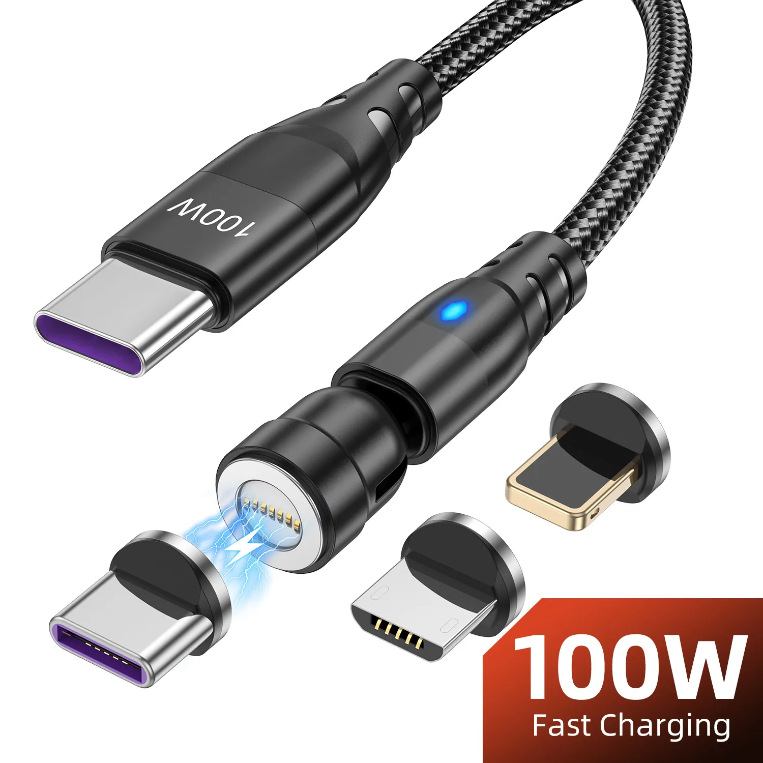 100W PD Fast Charging Magnetic Cable USB C To C Micro Magnetic Data Cord USB Cable For iPhone 14 15 Pro Max Samsung Huawei