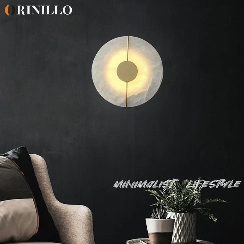 

Modern marble wall lamp, circular LED, hallway, living room, bedroom, bedside wall lamp