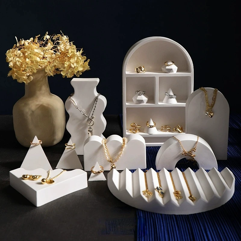 Gypsum Jewelry Display Props Creative Jewelry Necklace Ring Product Photography Props Offline Store Window Display Props