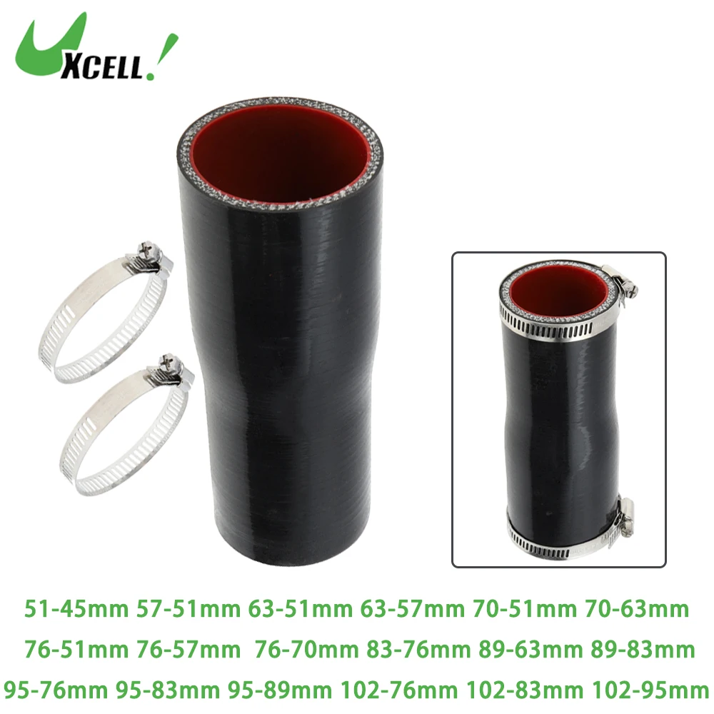 

UXCELL Silicone Tubing Car Silicone Hose 0 Degree Straight Coolant Intercooler Intake Tube Universal With Clamps 1 Set Black