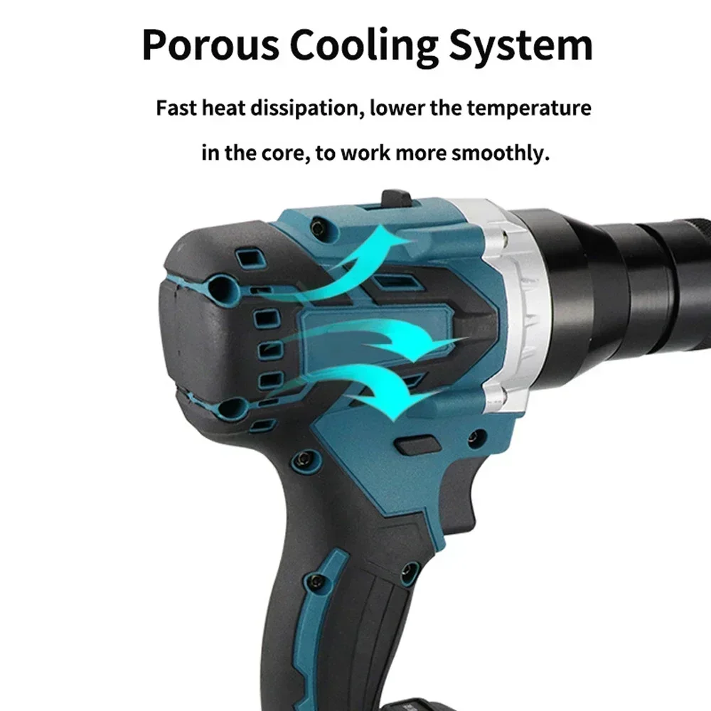 طقم آلة برشام الجوز الكهربائية بدون فرش ، مجموعة المبرشم التلقائي ، أداة التثبيت مع أدوات رؤوس المبرشم ، قوية