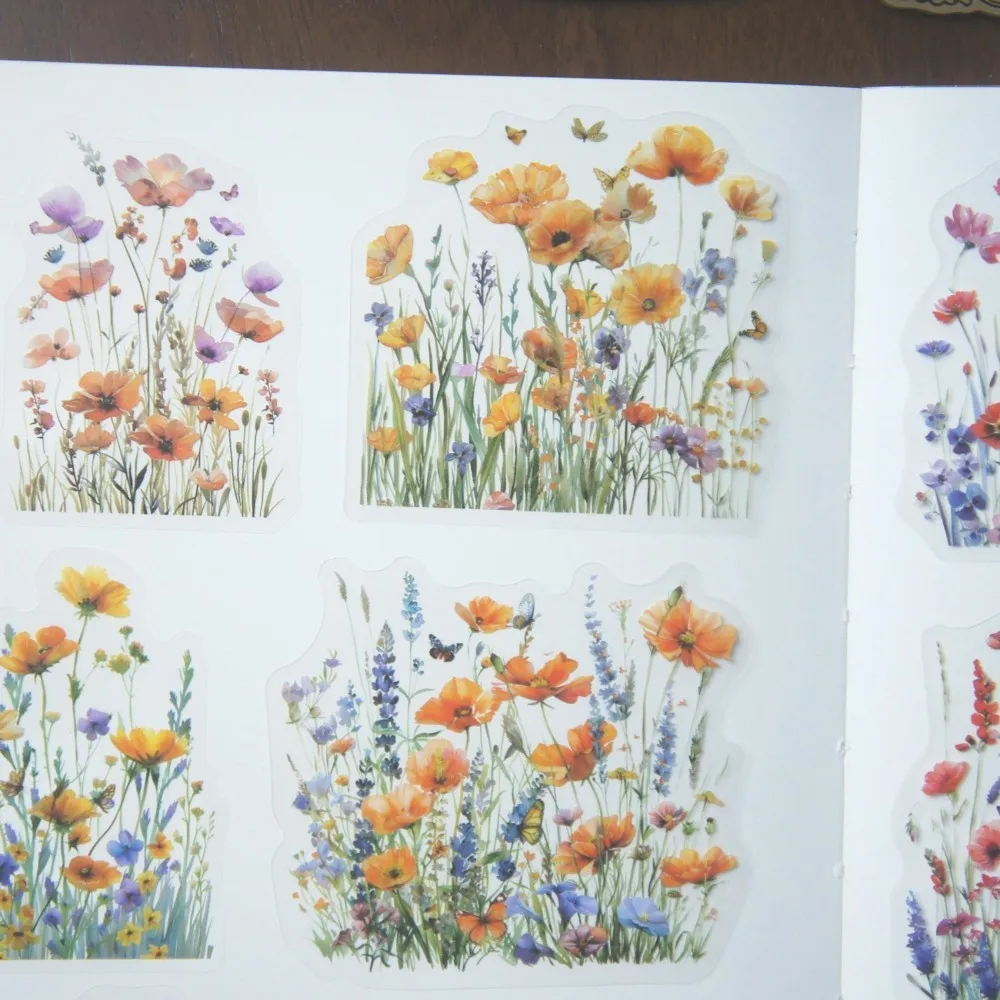 

10pcs Colorful Wild Flowers on The Roadside Style Paper Sticker Scrapbooking DIY Gift Decoration Tag