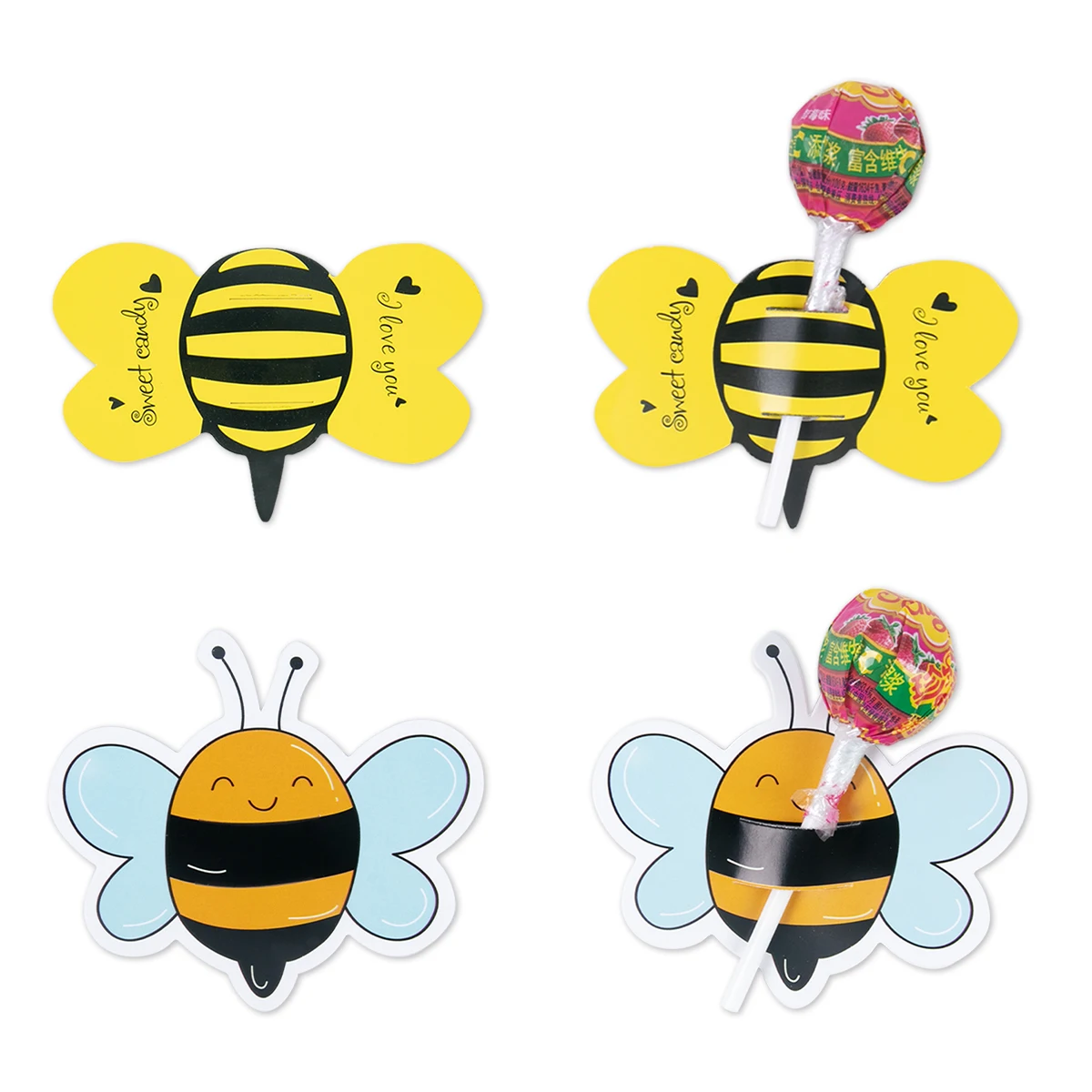 10/50szt Bee Lollipop Decoration Card Candy Bag for Kids Gift Baby Shower Wedding Birthday Party Candy Decoration Gift Bag